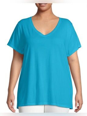 Just My Size Short Sleeve Flowy V-Neck T-Shirt (Women's Plus)